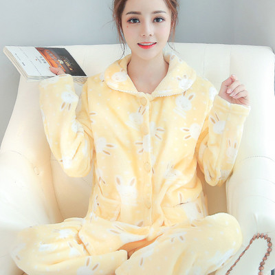 Vanled秋冬季加厚珊瑚絨睡衣 保暖舒適，時尚碎花設計